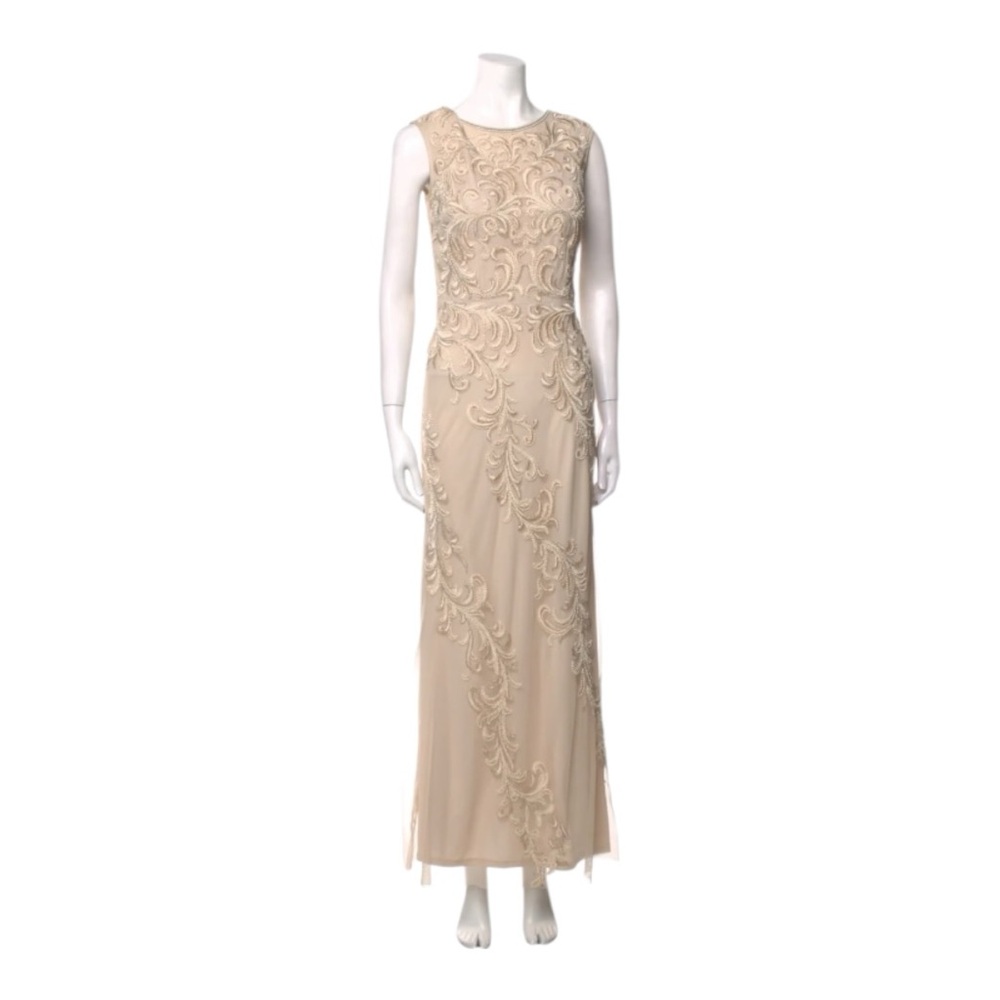 Aidan Mattox Women’s ivory Lace Pattern Long Maxi Dress Size: M | US 6
